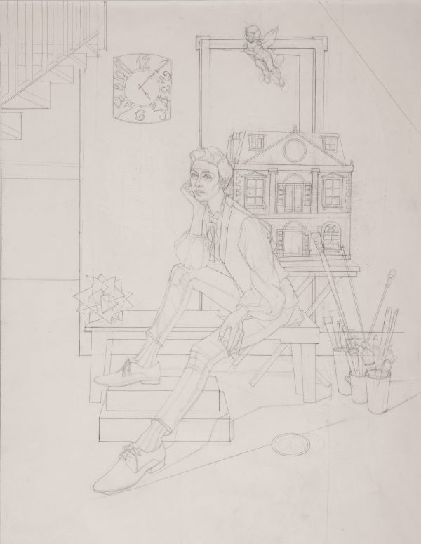 A Painter’s Quest, Study, Conte on Paper 60 x 40 cm